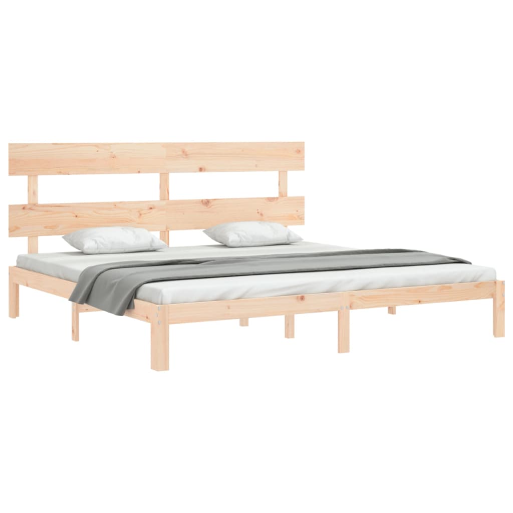 Estructura de cama de matrimonio con cabecero madera maciza vidaXL