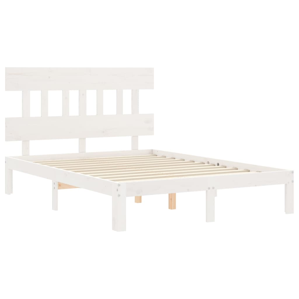 Estructura cama de matrimonio con cabecero madera maciza blanco vidaXL