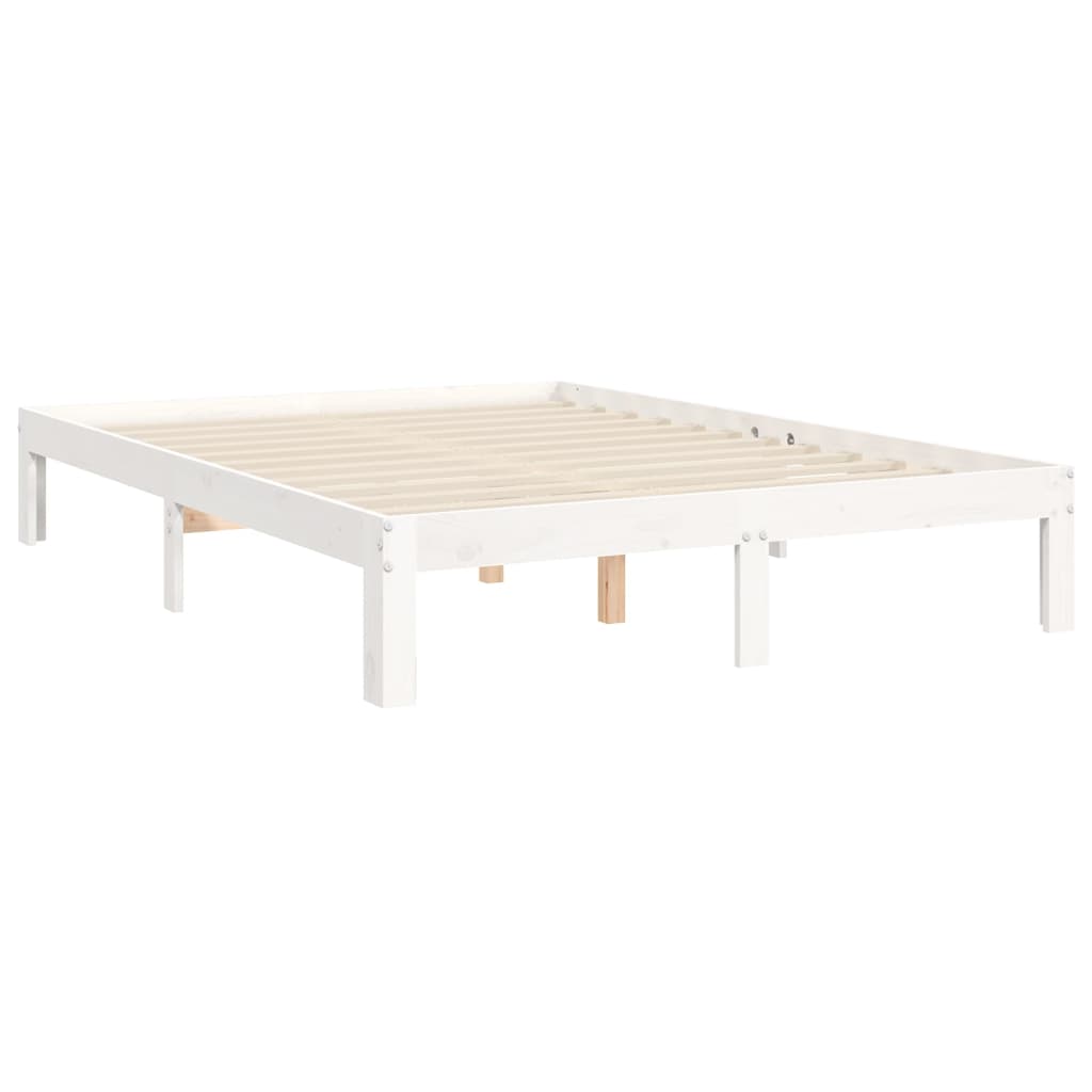 Estructura cama de matrimonio con cabecero madera maciza blanco vidaXL