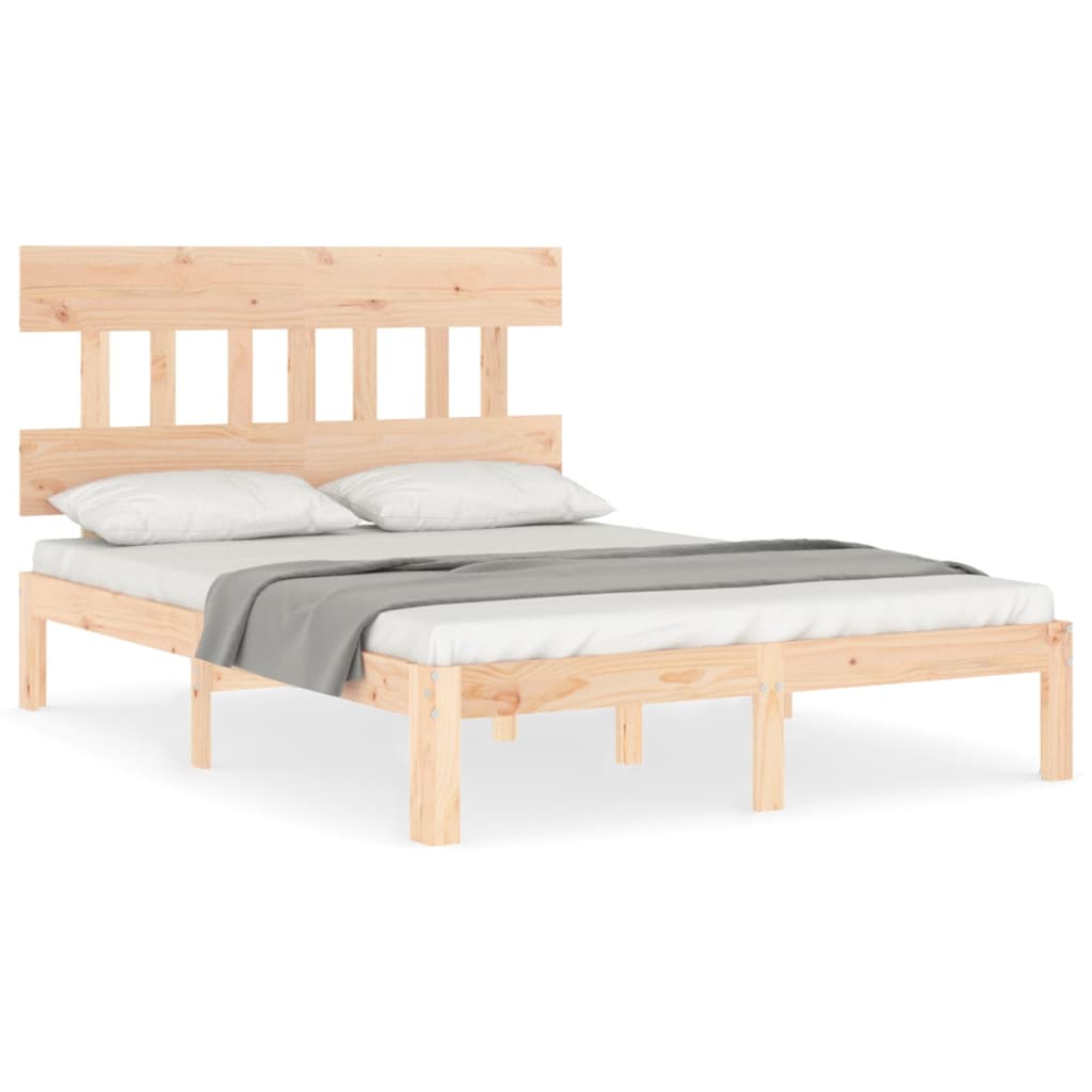 Estructura de cama de matrimonio con cabecero madera maciza vidaXL