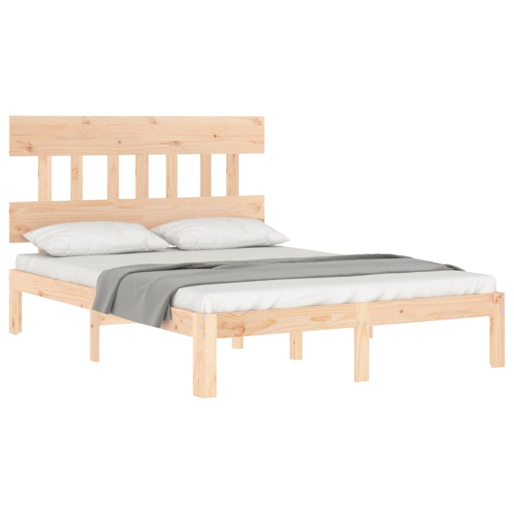 Estructura de cama de matrimonio con cabecero madera maciza vidaXL