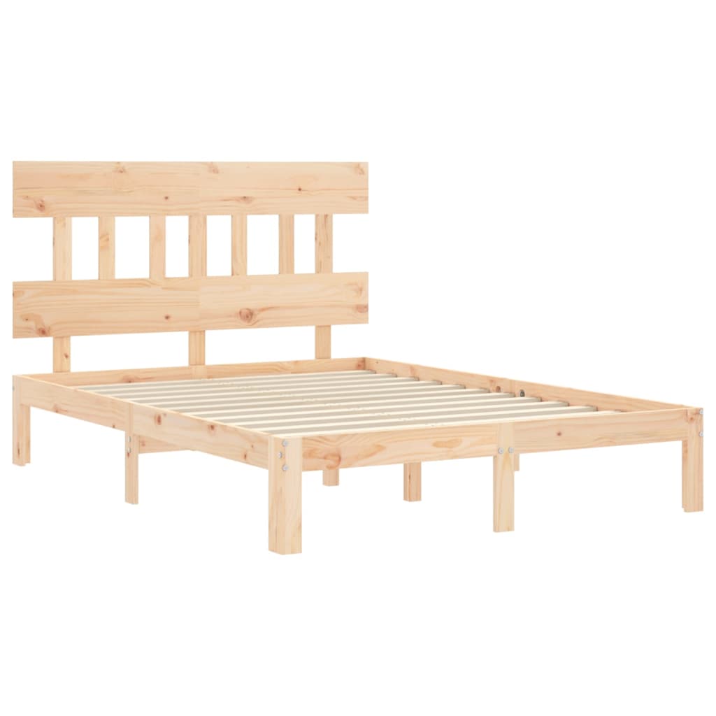 Estructura de cama de matrimonio con cabecero madera maciza vidaXL