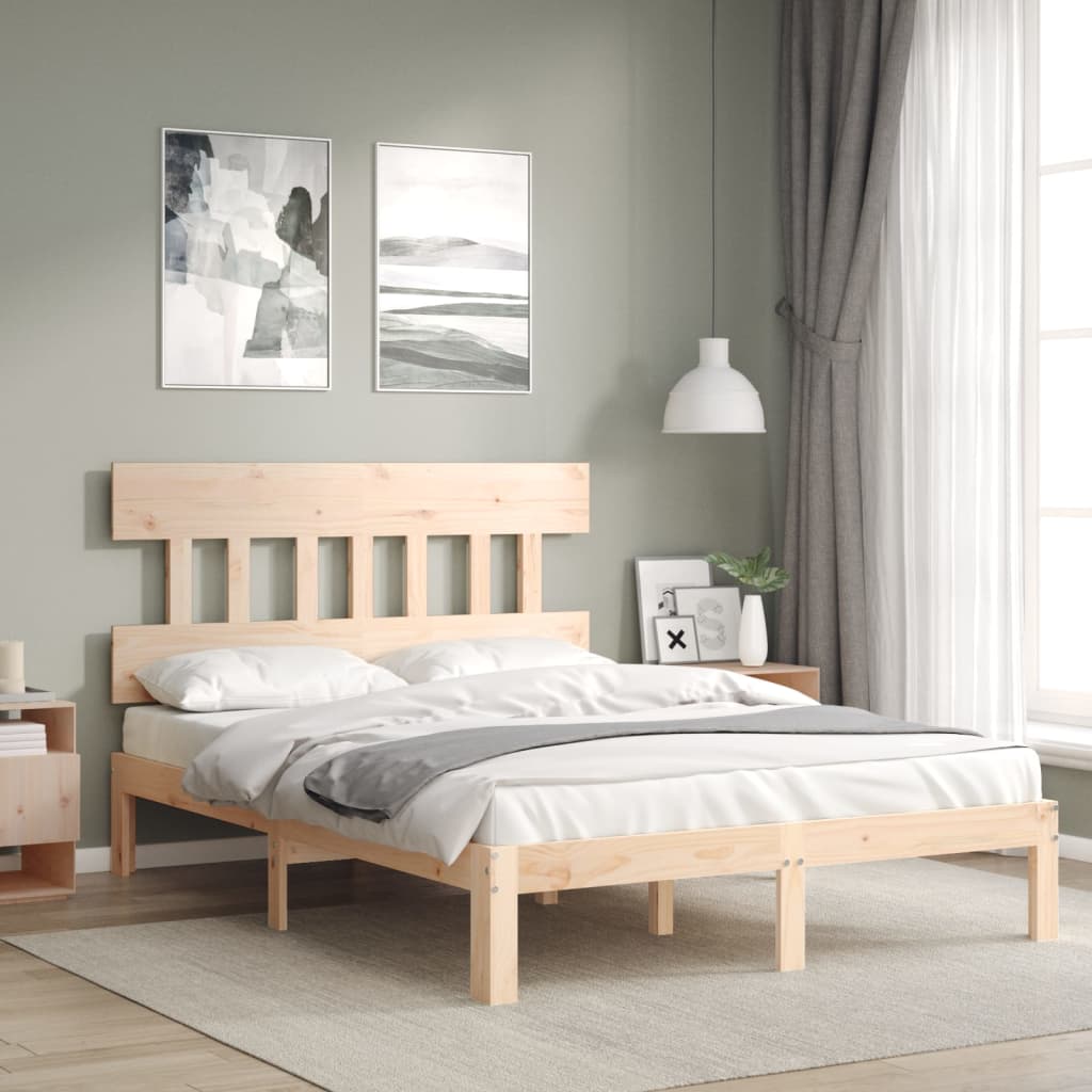 Vetonek Estructura de cama sin colchón madera maciza de pino 140x190 cm