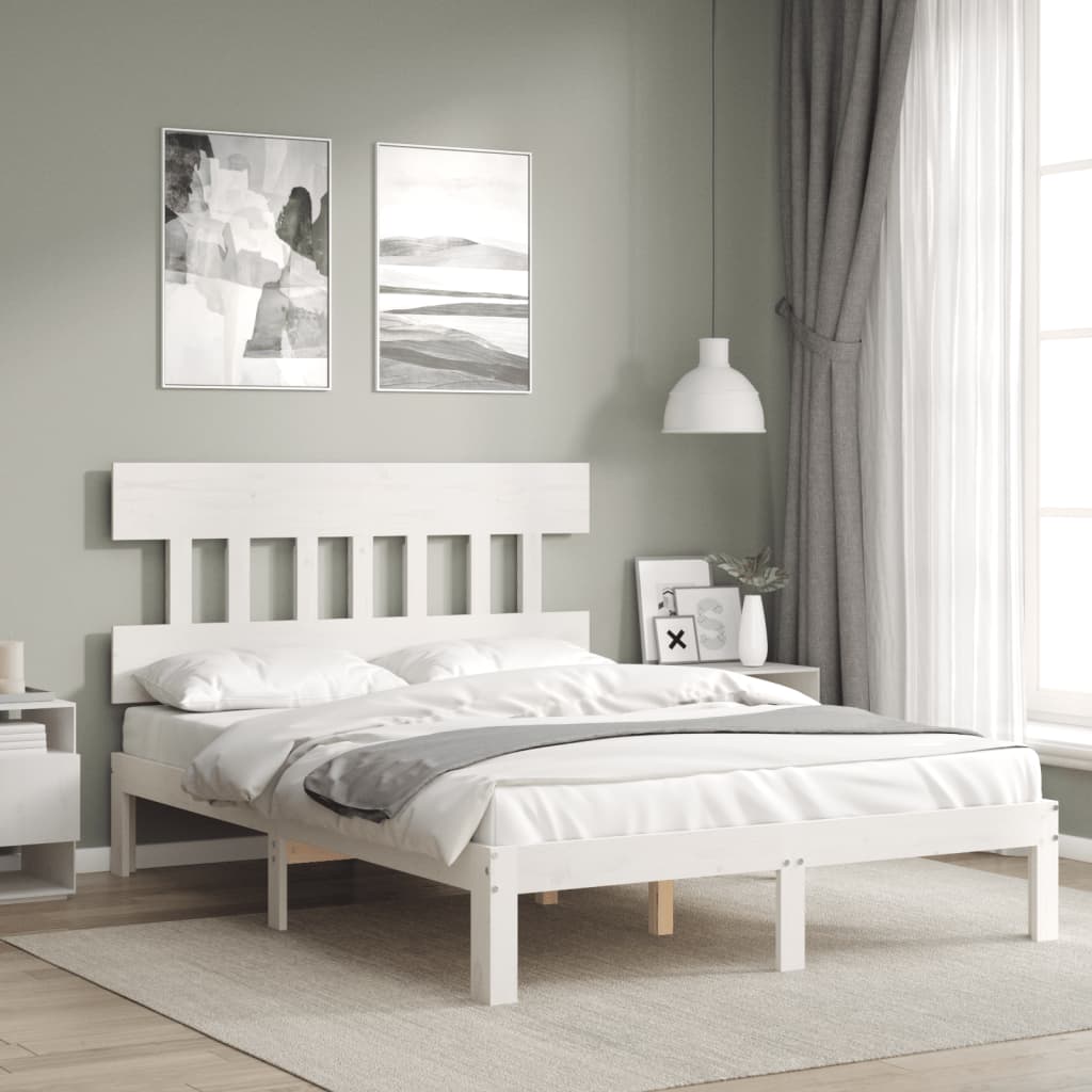 Vetonek Estructura de cama sin colchón madera de pino blanca 140x190 cm