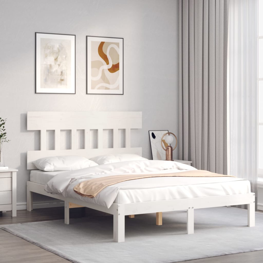 Estructura de cama sin colchón madera de pino blanca 120x200 cm vidaXL