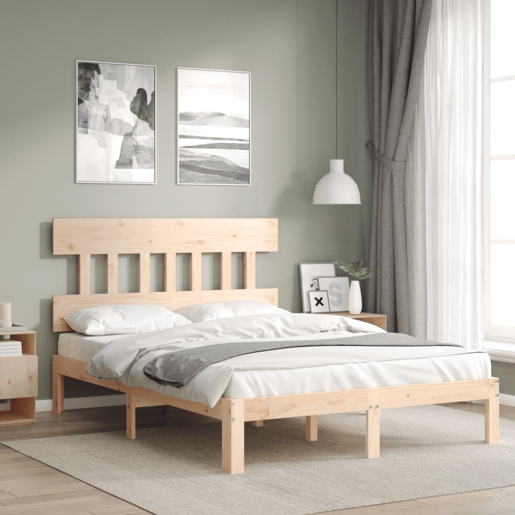 Vetonek Estructura de cama sin colchón madera de pino blanca 140x200 cm