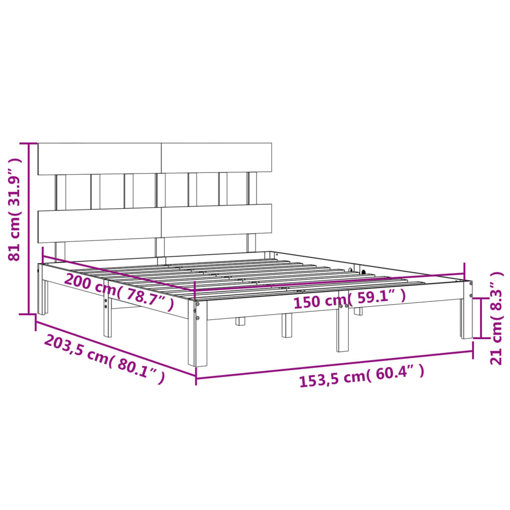 Estructura de cama matrimonio con cabecero madera maciza blanco vidaXL