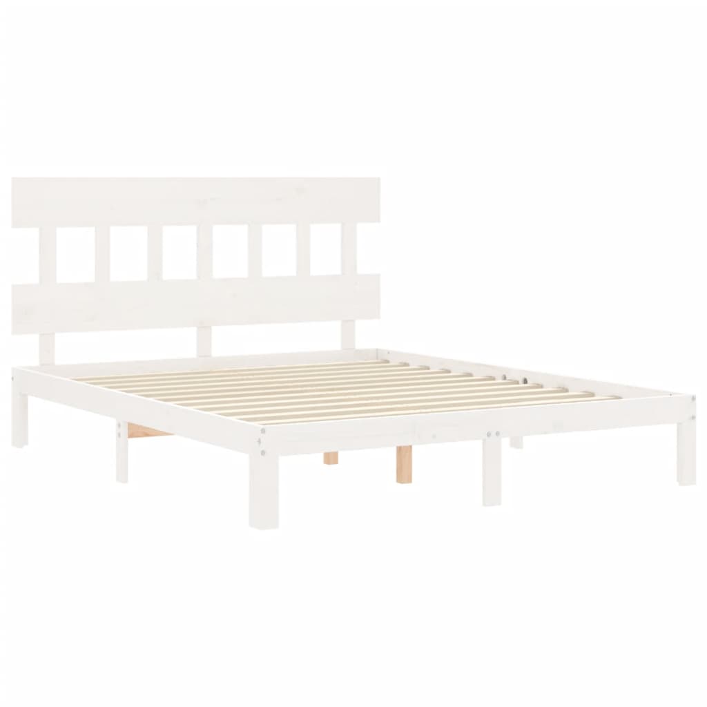 Estructura de cama matrimonio con cabecero madera maciza blanco vidaXL