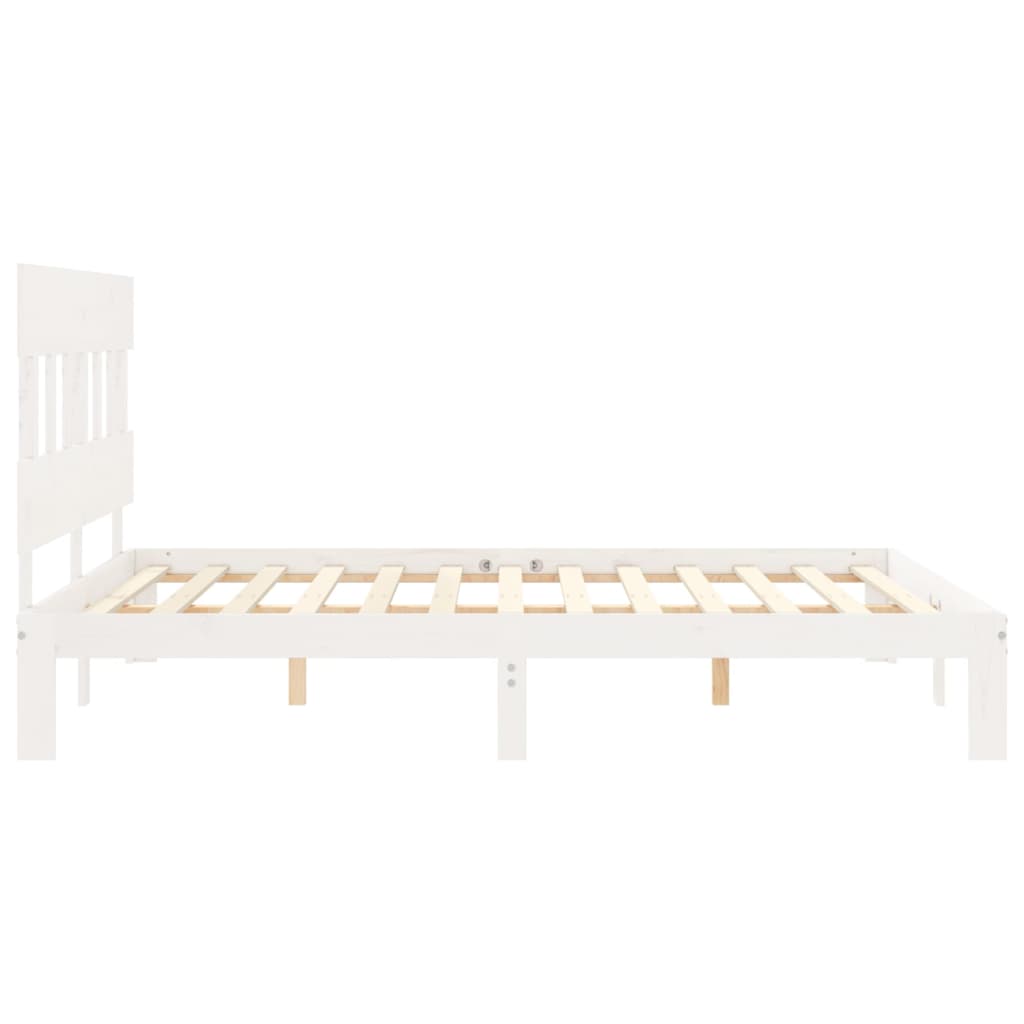 Estructura de cama matrimonio con cabecero madera maciza blanco vidaXL