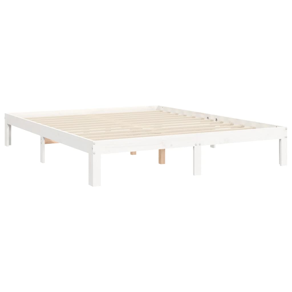 Estructura de cama matrimonio con cabecero madera maciza blanco vidaXL