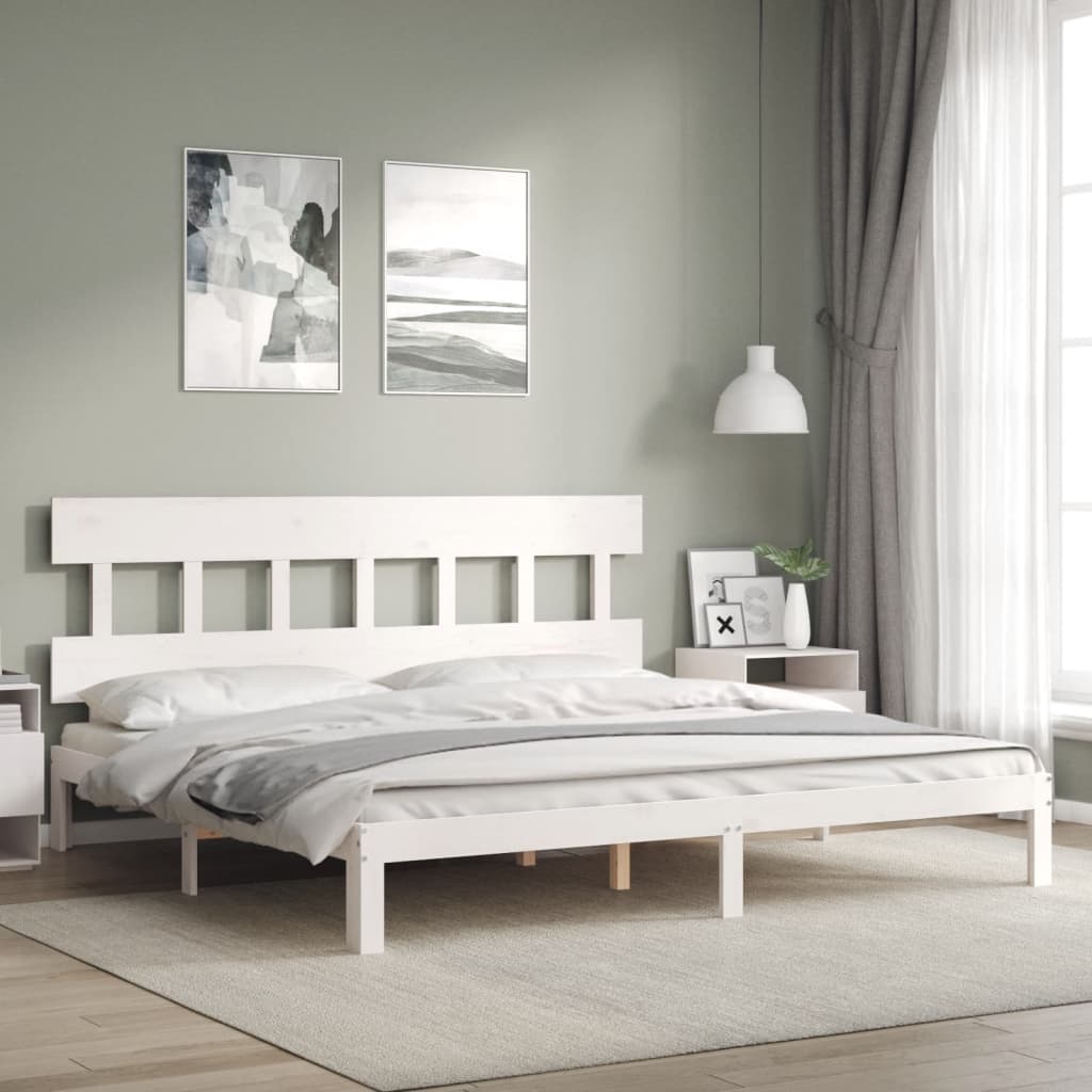 Vetonek Estructura de cama sin colchón madera maciza blanca 200x200 cm