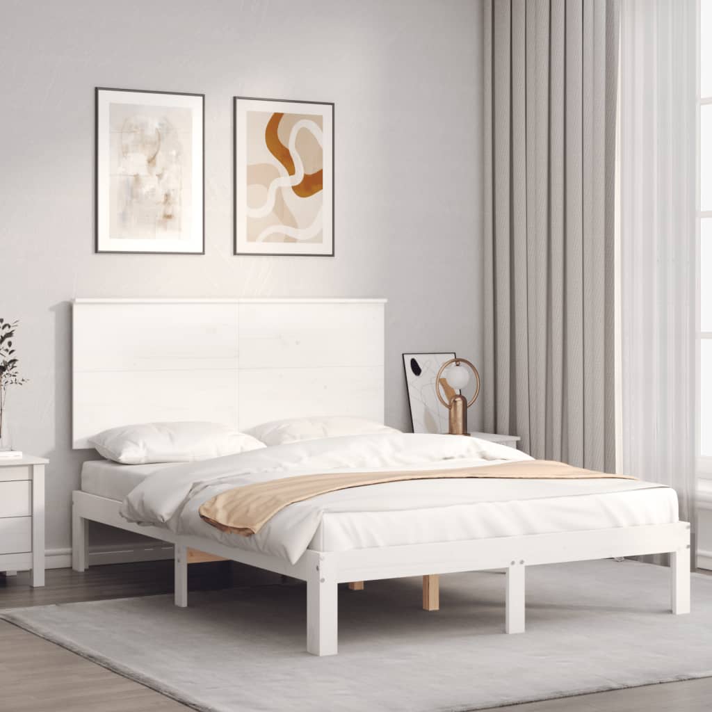 Vetonek Estructura de cama sin colchón madera de pino blanca 140x190 cm