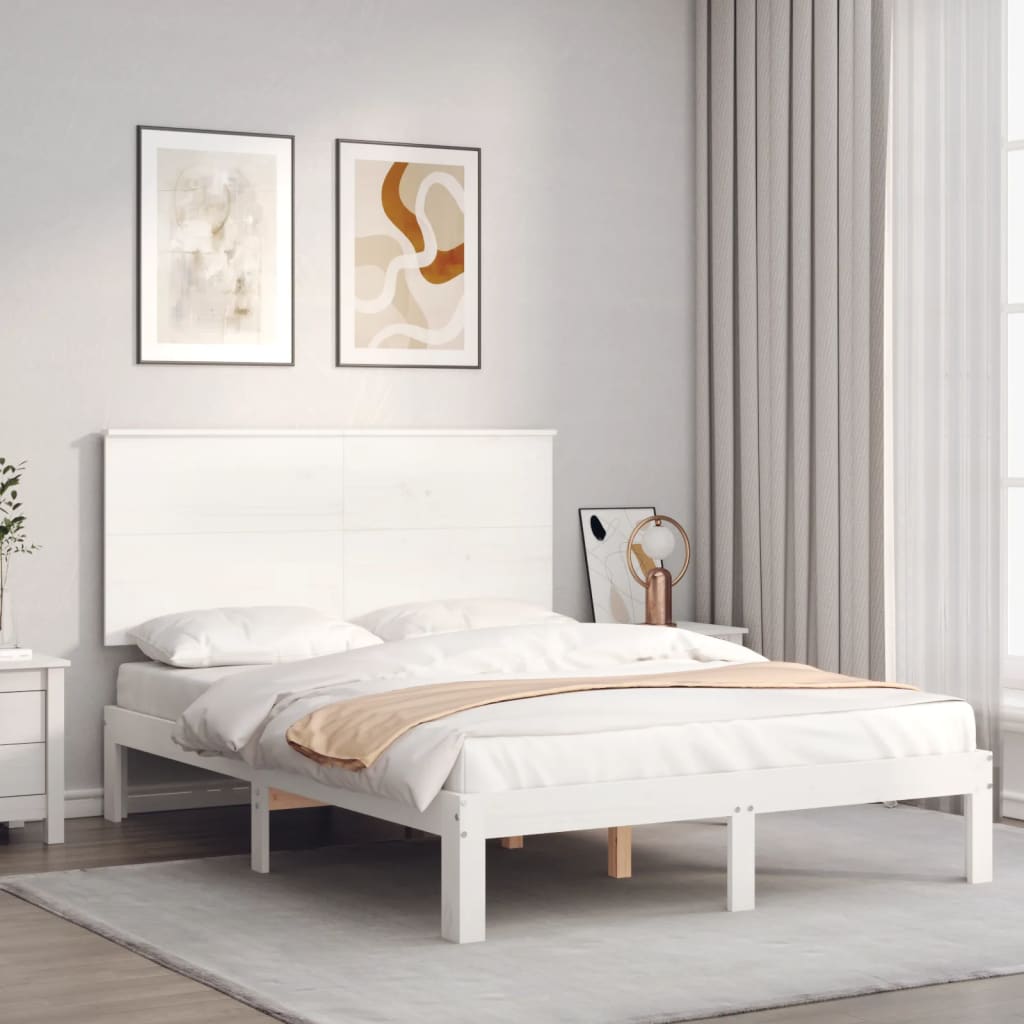 Vetonek Estructura de cama sin colchón madera de pino blanca 120x200 cm