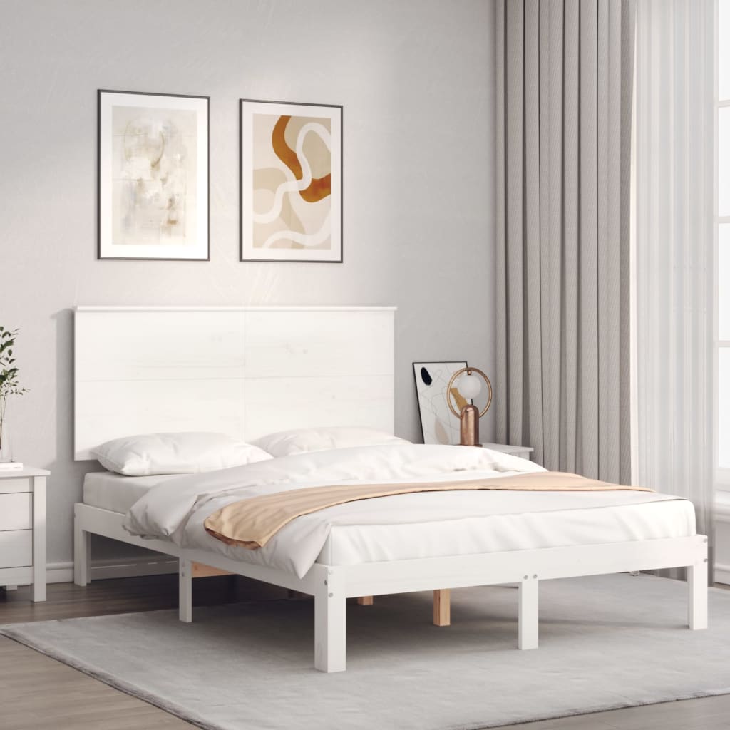 Vetonek Estructura de cama sin colchón madera de pino blanca 140x200 cm