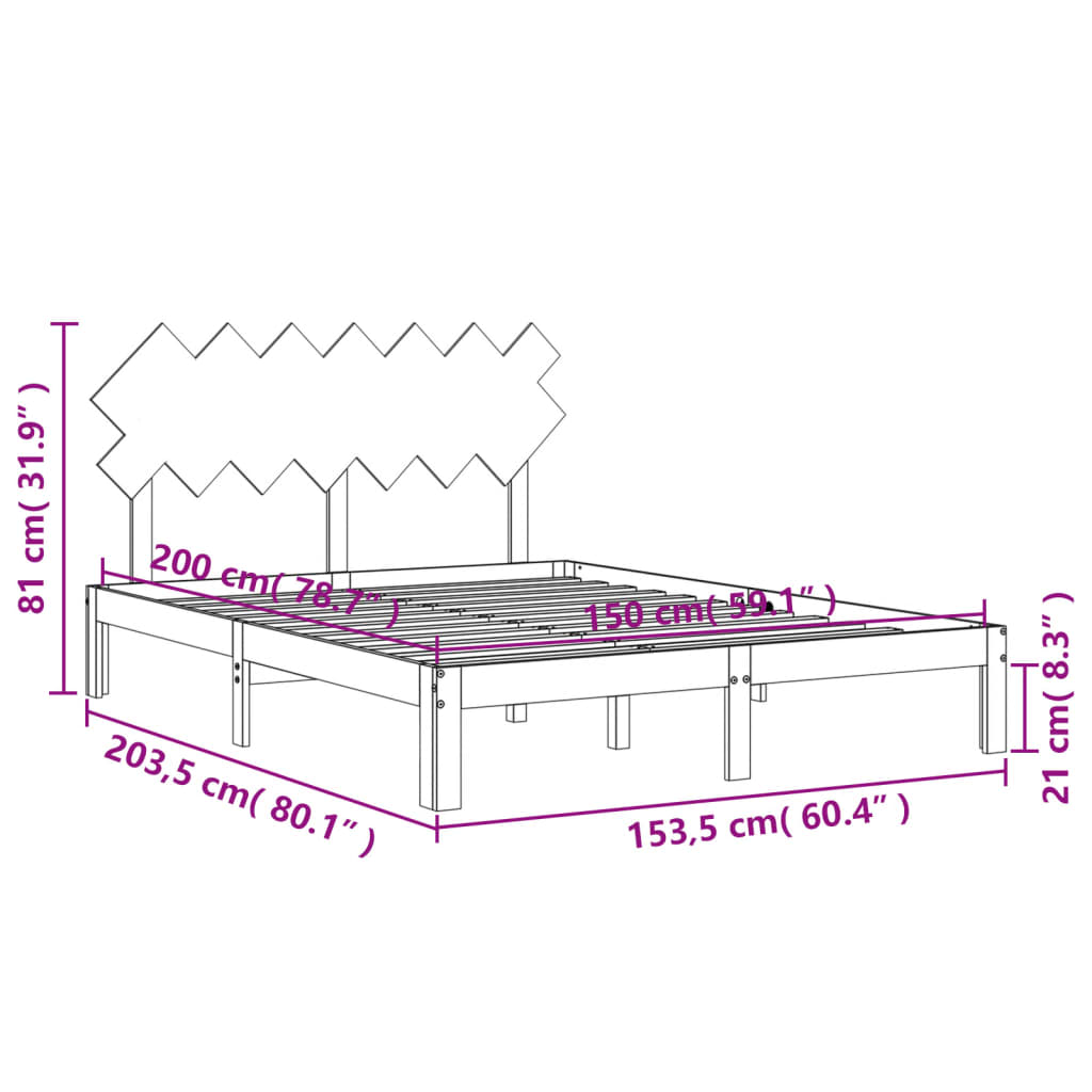 Estructura de cama matrimonio con cabecero madera maciza blanco vidaXL