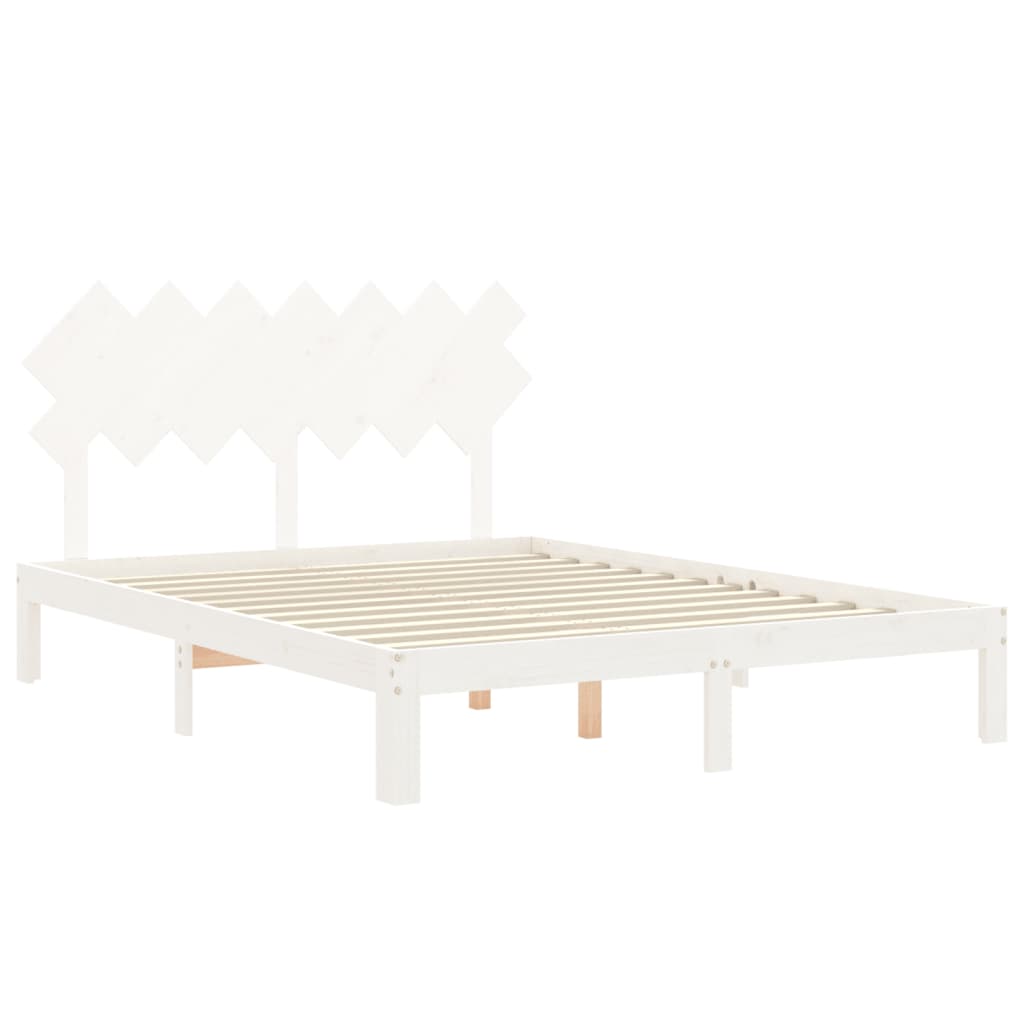 Estructura de cama matrimonio con cabecero madera maciza blanco vidaXL