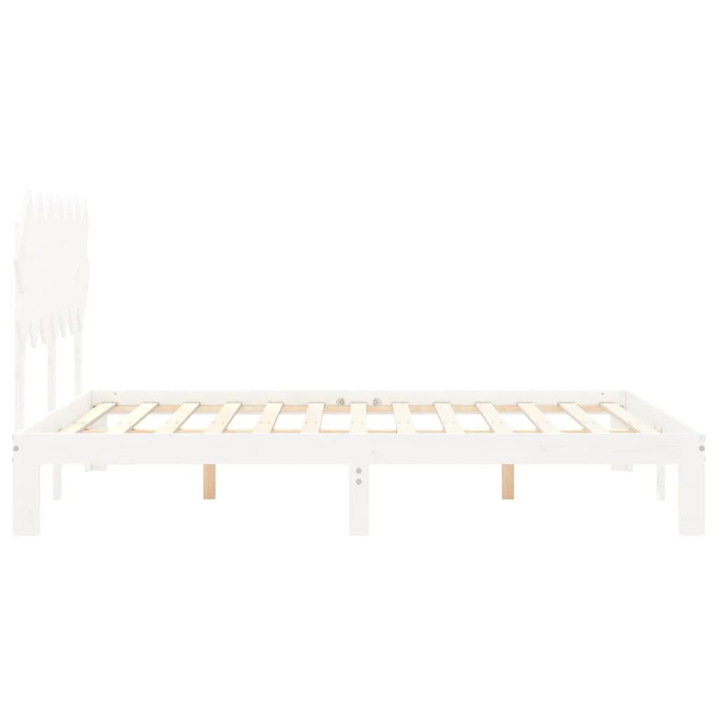 Estructura de cama matrimonio con cabecero madera maciza blanco vidaXL