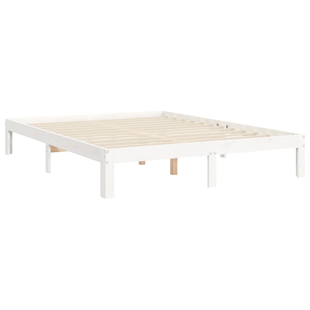 Estructura de cama matrimonio con cabecero madera maciza blanco vidaXL