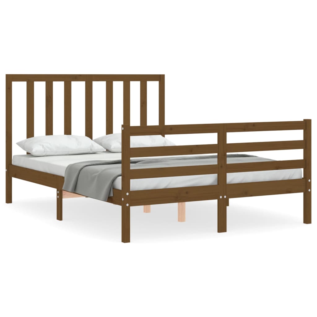 Estructura de cama matrimonio con cabecero madera marrón miel vidaXL