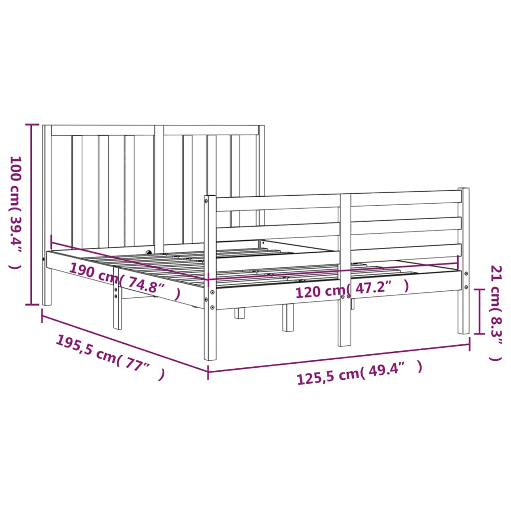 Estructura de cama matrimonio con cabecero madera marrón miel vidaXL