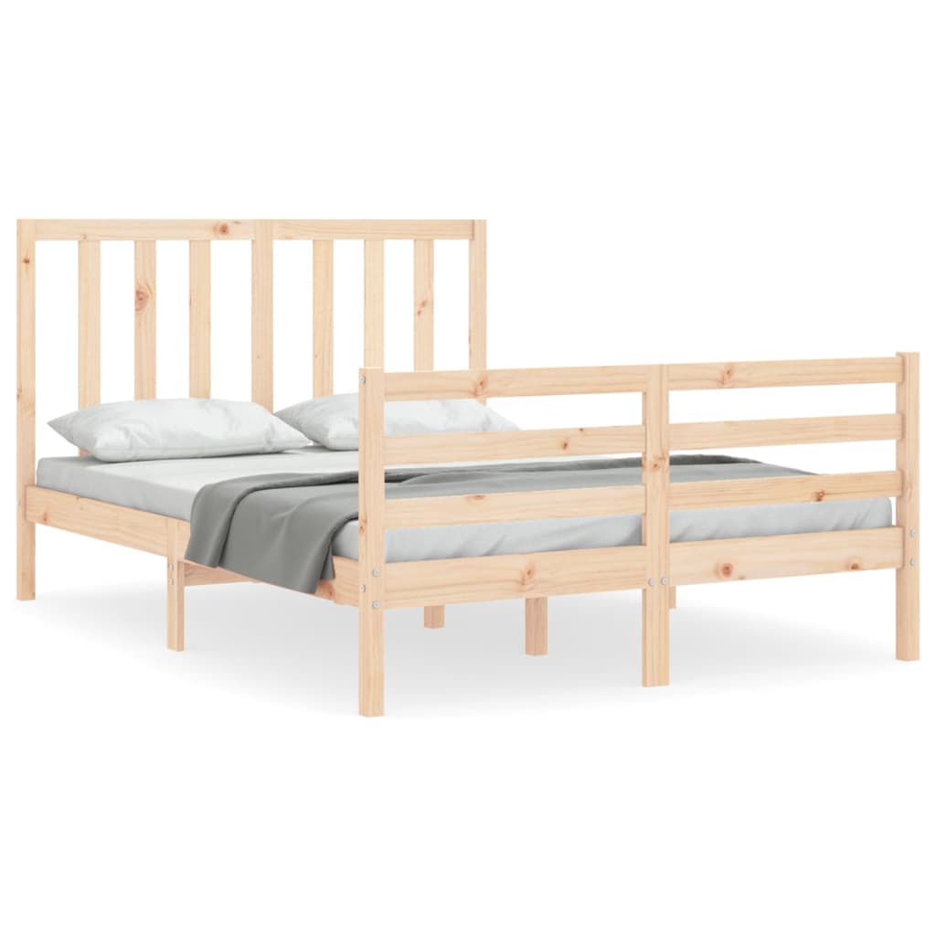 Estructura de cama de matrimonio con cabecero madera maciza vidaXL