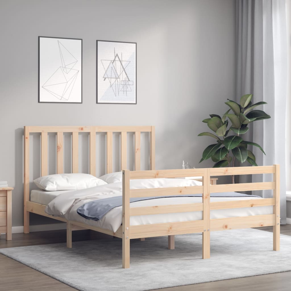 Estructura de cama de matrimonio con cabecero madera maciza vidaXL