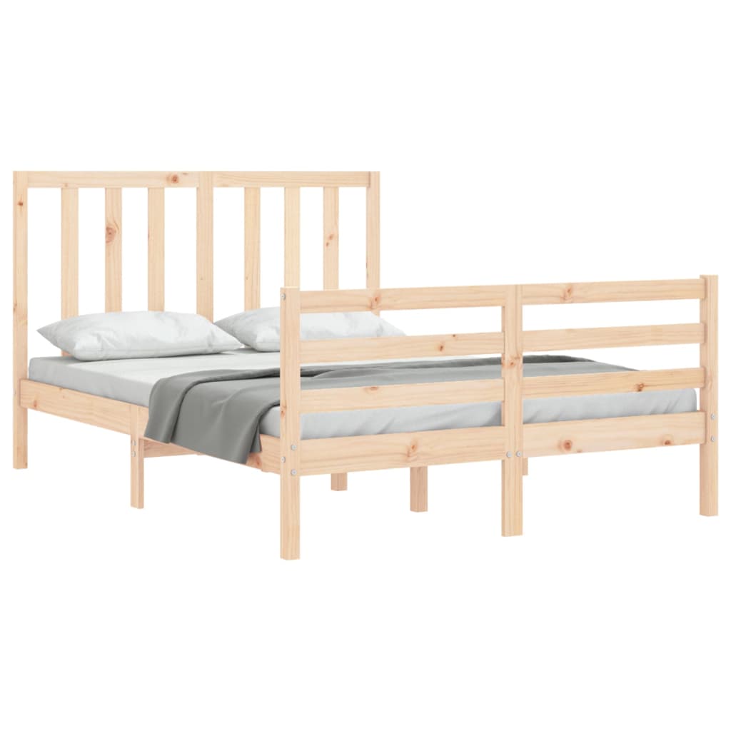 Estructura de cama de matrimonio con cabecero madera maciza vidaXL