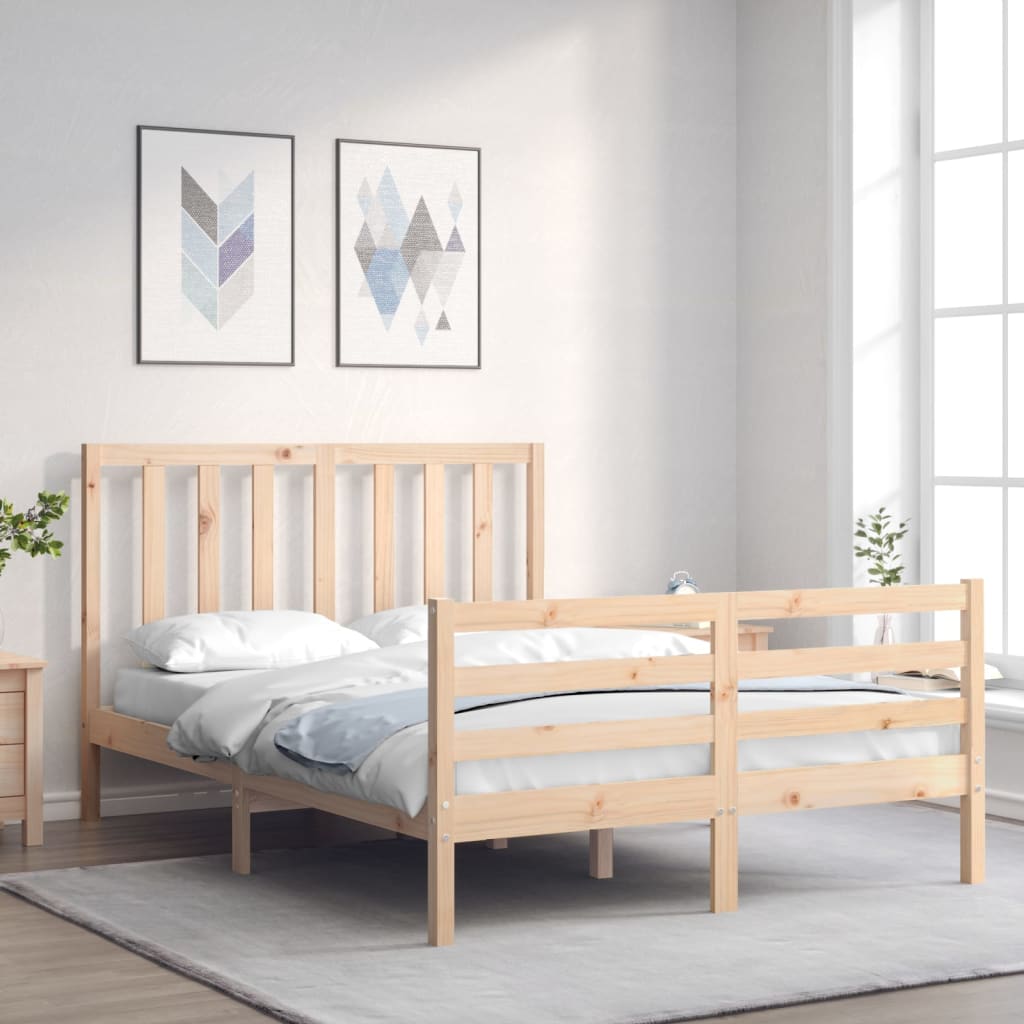 Estructura de cama de matrimonio con cabecero madera maciza vidaXL