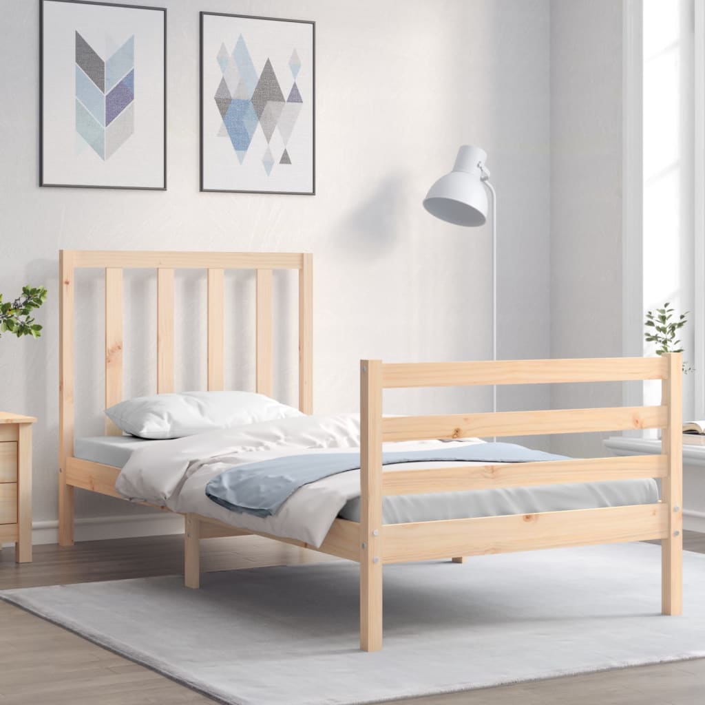 Vetonek Estructura de cama sin colchón madera maciza de pino 90x200 cm