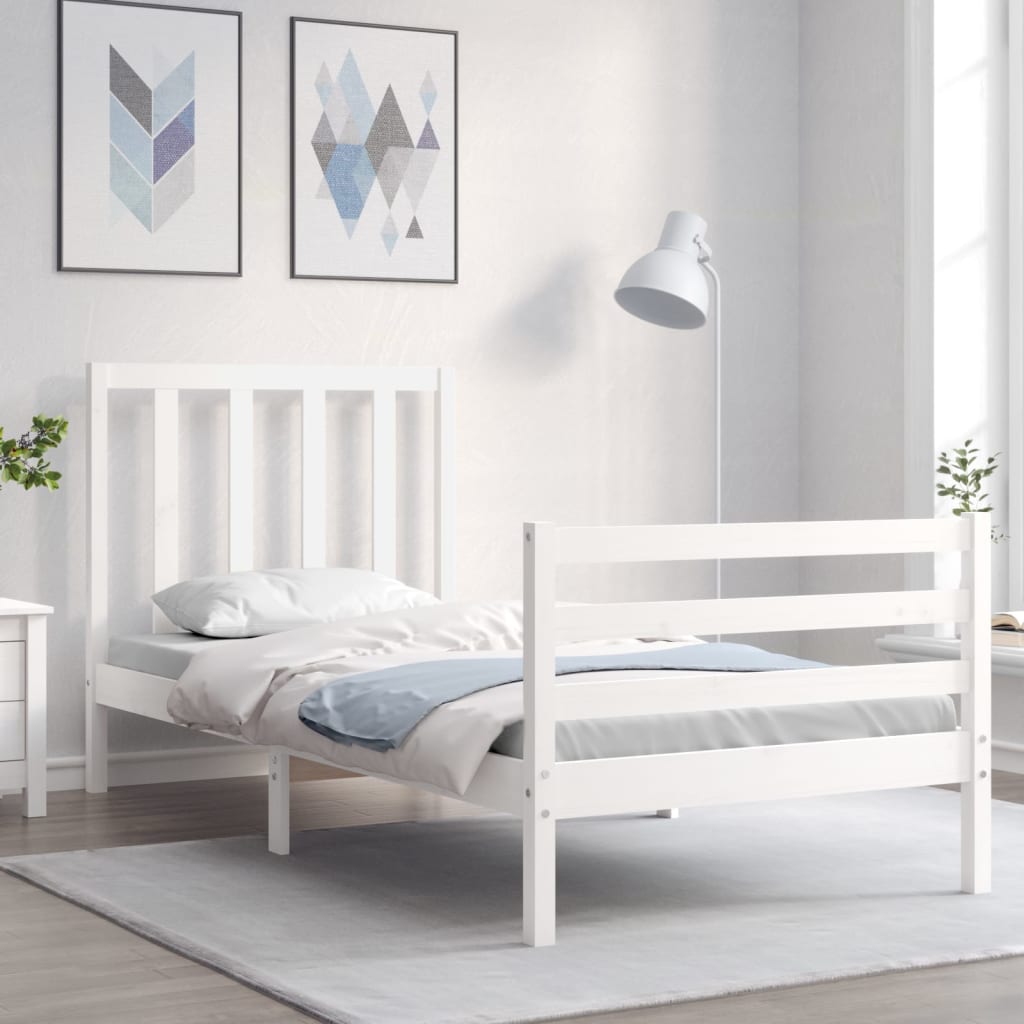 Vetonek Estructura de cama sin colchón madera de pino blanca 90x200 cm