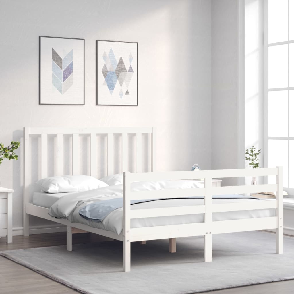 Vetonek Estructura de cama sin colchón madera de pino blanca 140x200 cm