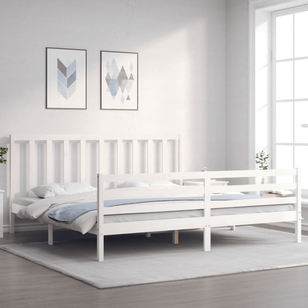 Vetonek Estructura de cama sin colchón madera maciza blanca 200x200 cm