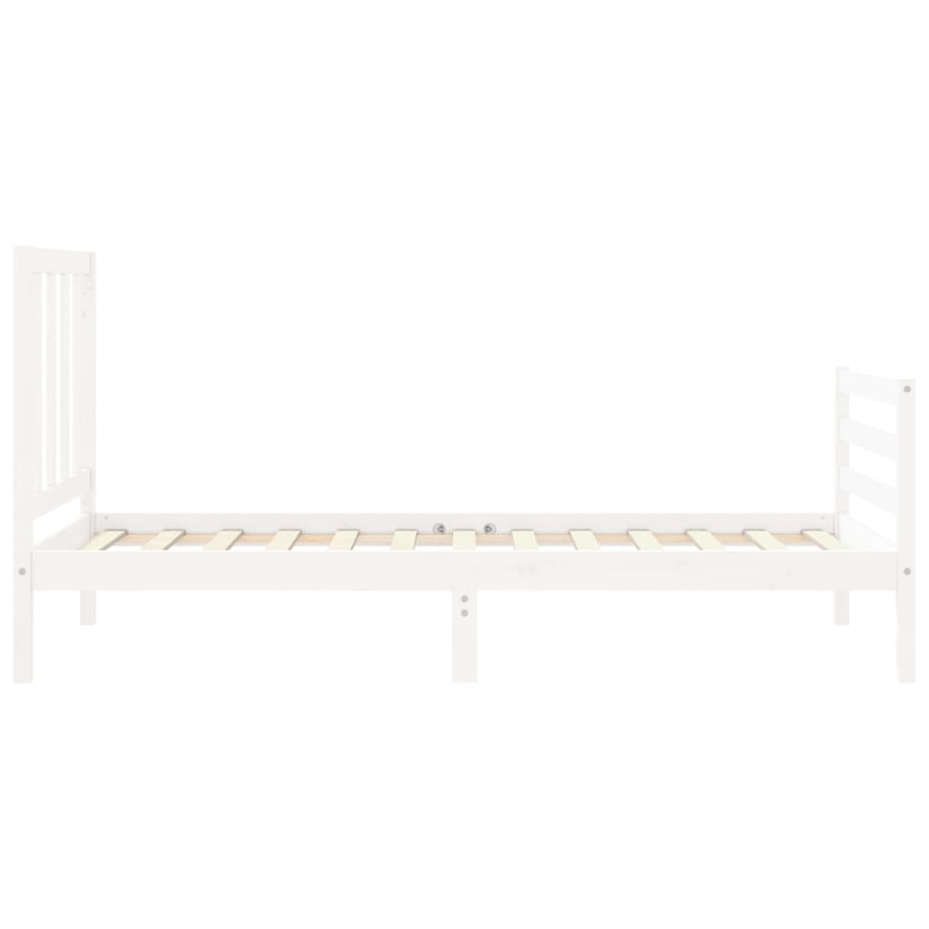 Estructura de cama individual con cabecero madera maciza blanco vidaXL