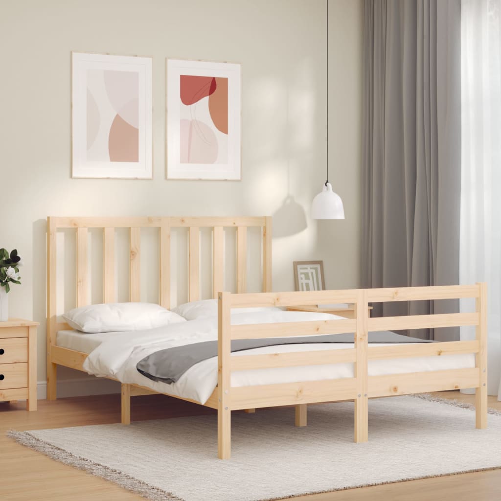 Estructura de cama sin colchón madera maciza de pino 140x190 cm vidaXL