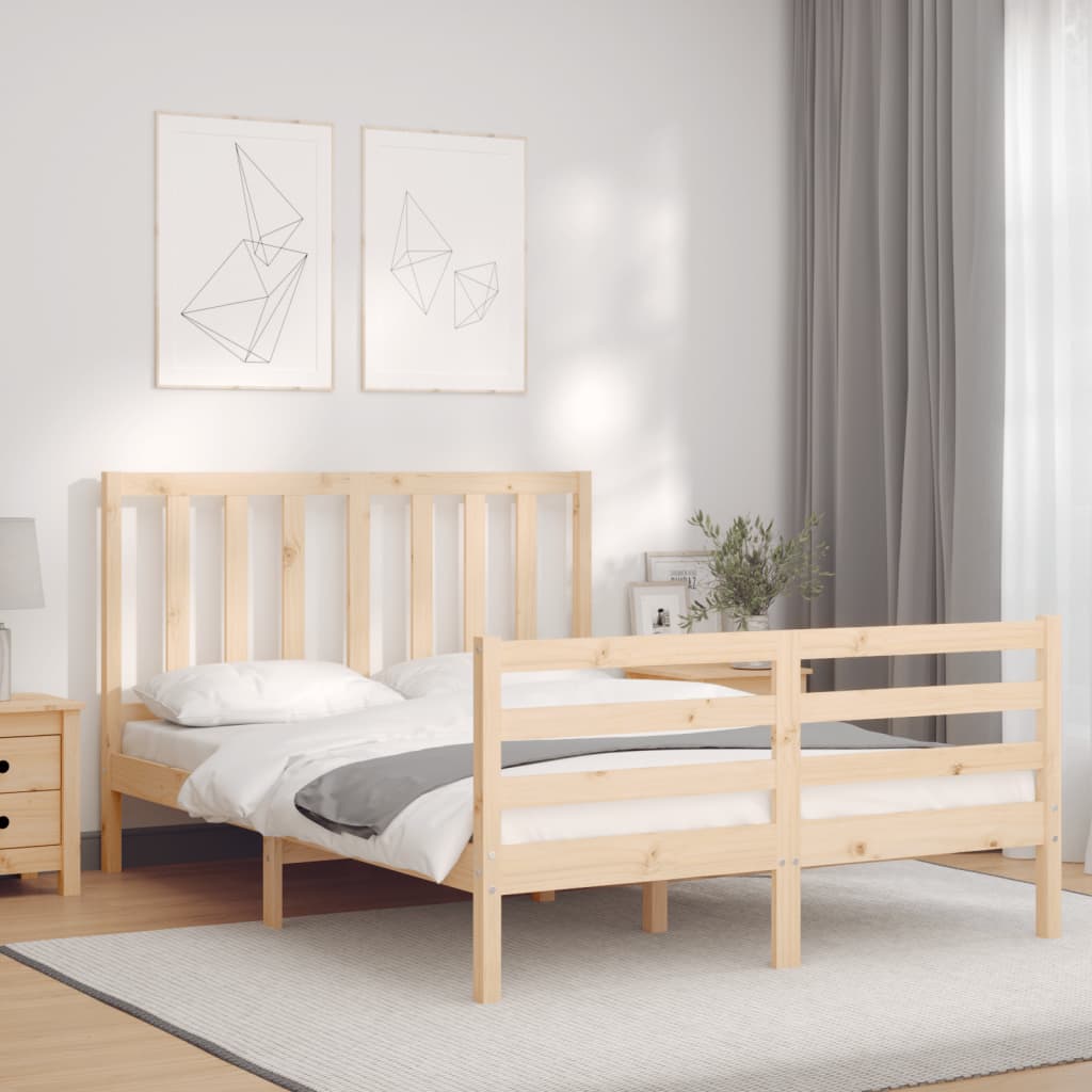 Estructura de cama sin colchón madera maciza de pino 140x190 cm vidaXL