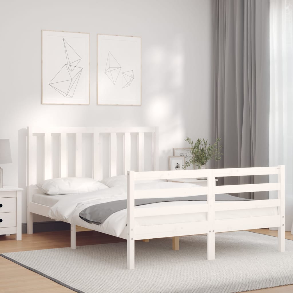 Vetonek Estructura de cama sin colchón madera de pino blanca 140x190 cm