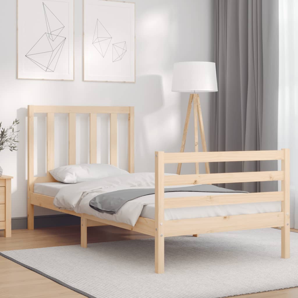 Vetonek Estructura de cama sin colchón madera maciza de pino 90x200 cm