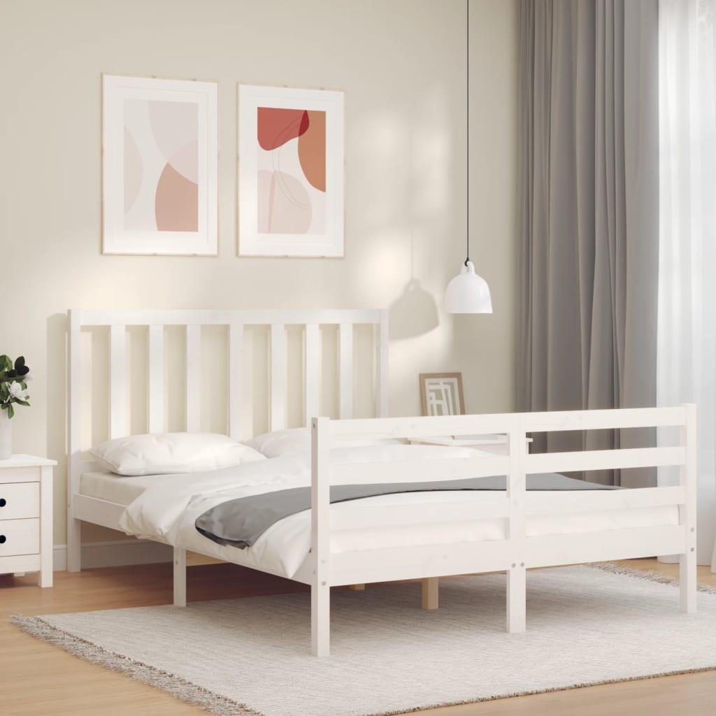 Vetonek Estructura de cama sin colchón madera de pino blanca 120x200 cm