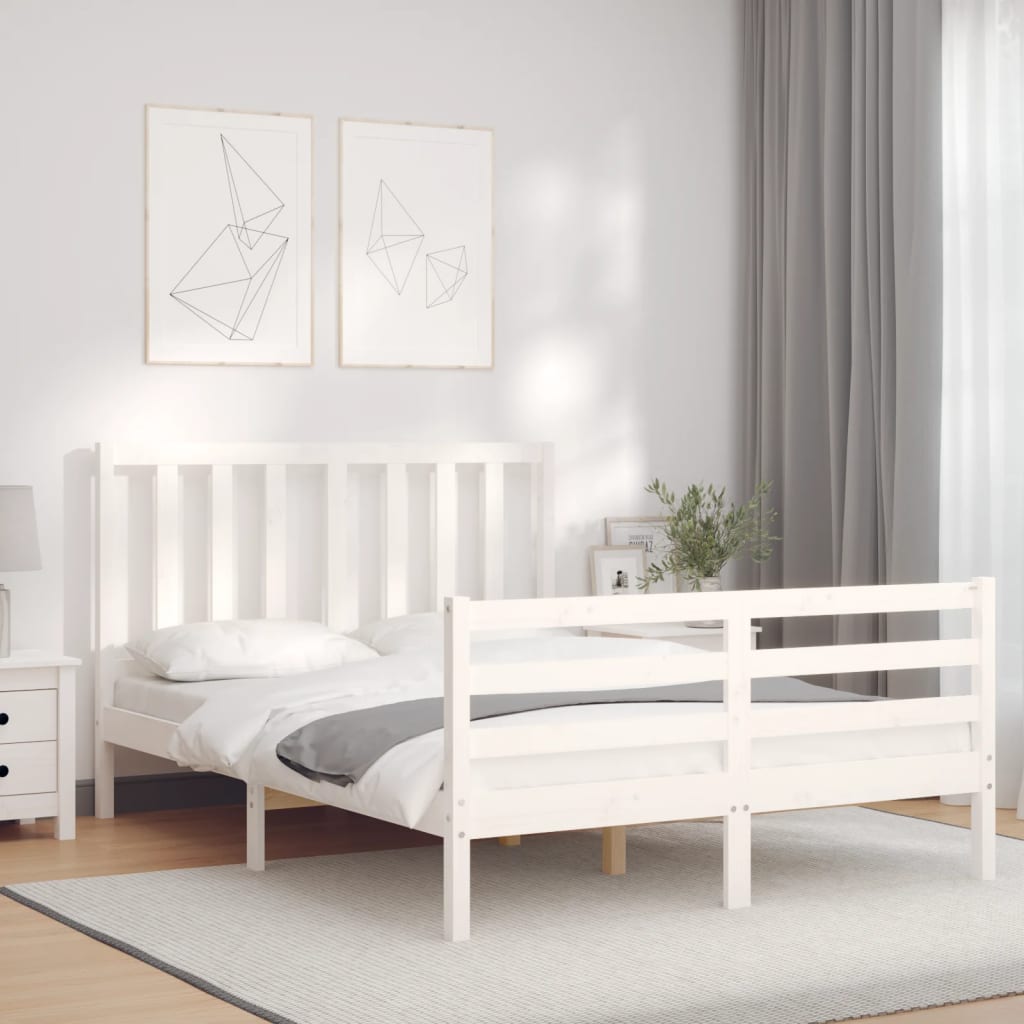 Estructura de cama sin colchón madera de pino blanca 140x200 cm vidaXL