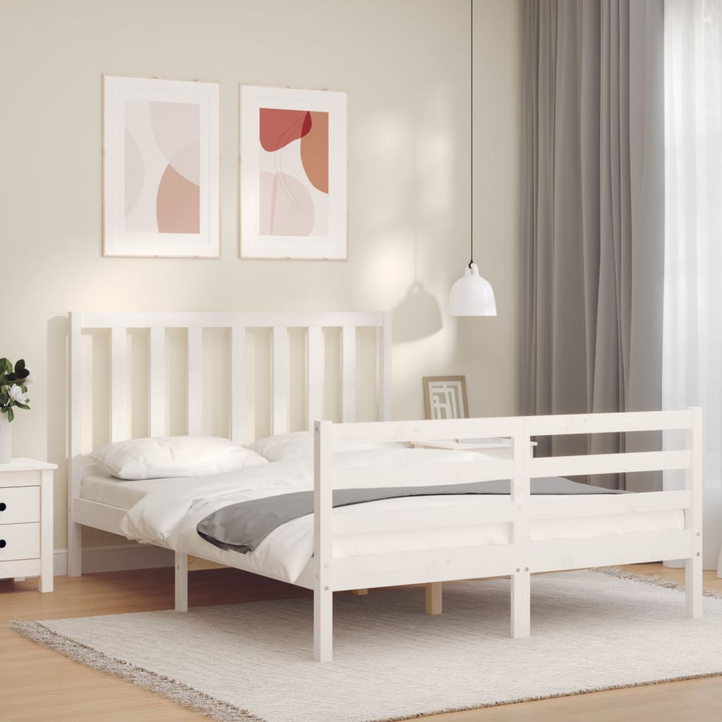 Vetonek Estructura de cama sin colchón madera de pino blanca 140x200 cm