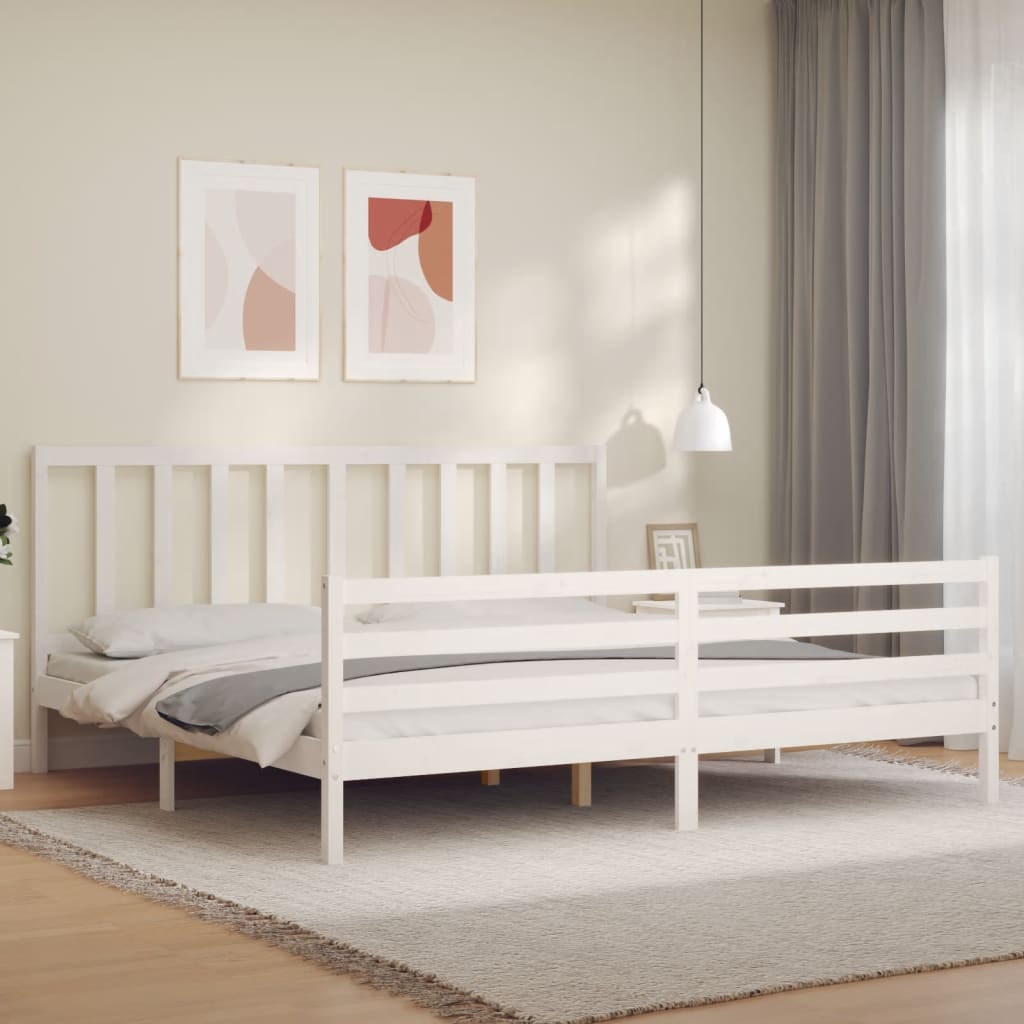 Vetonek Estructura de cama sin colchón madera maciza blanca 200x200 cm