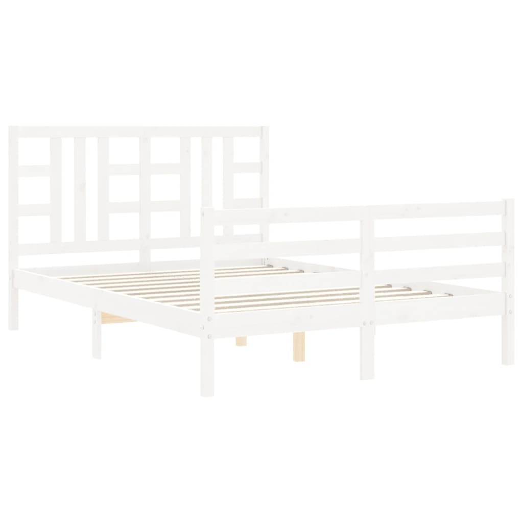 Estructura cama de matrimonio con cabecero madera maciza blanco vidaXL