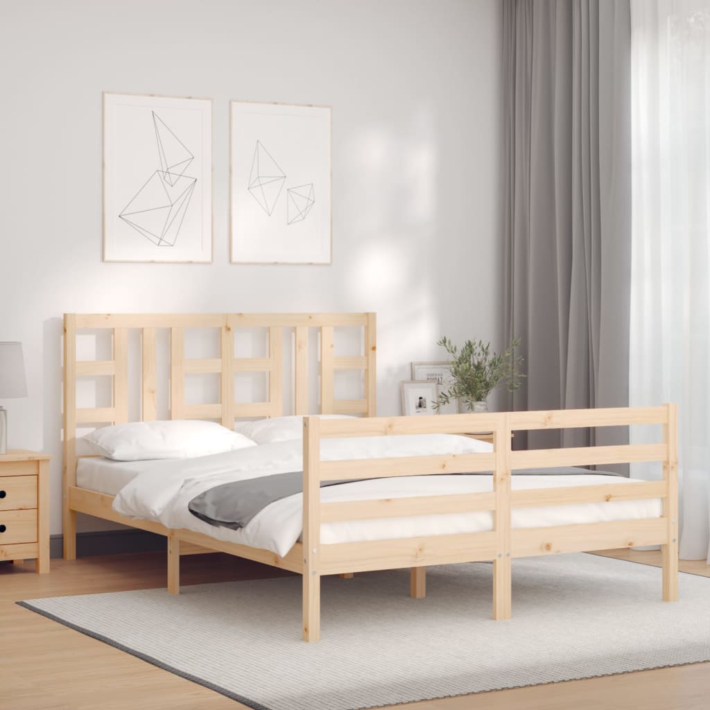 Vetonek Estructura de cama sin colchón madera maciza de pino 140x190 cm