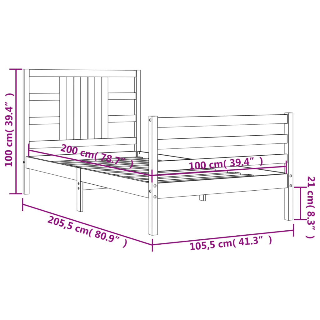 Estructura cama sin colchón madera maciza pino blanca 100x200cm vidaXL