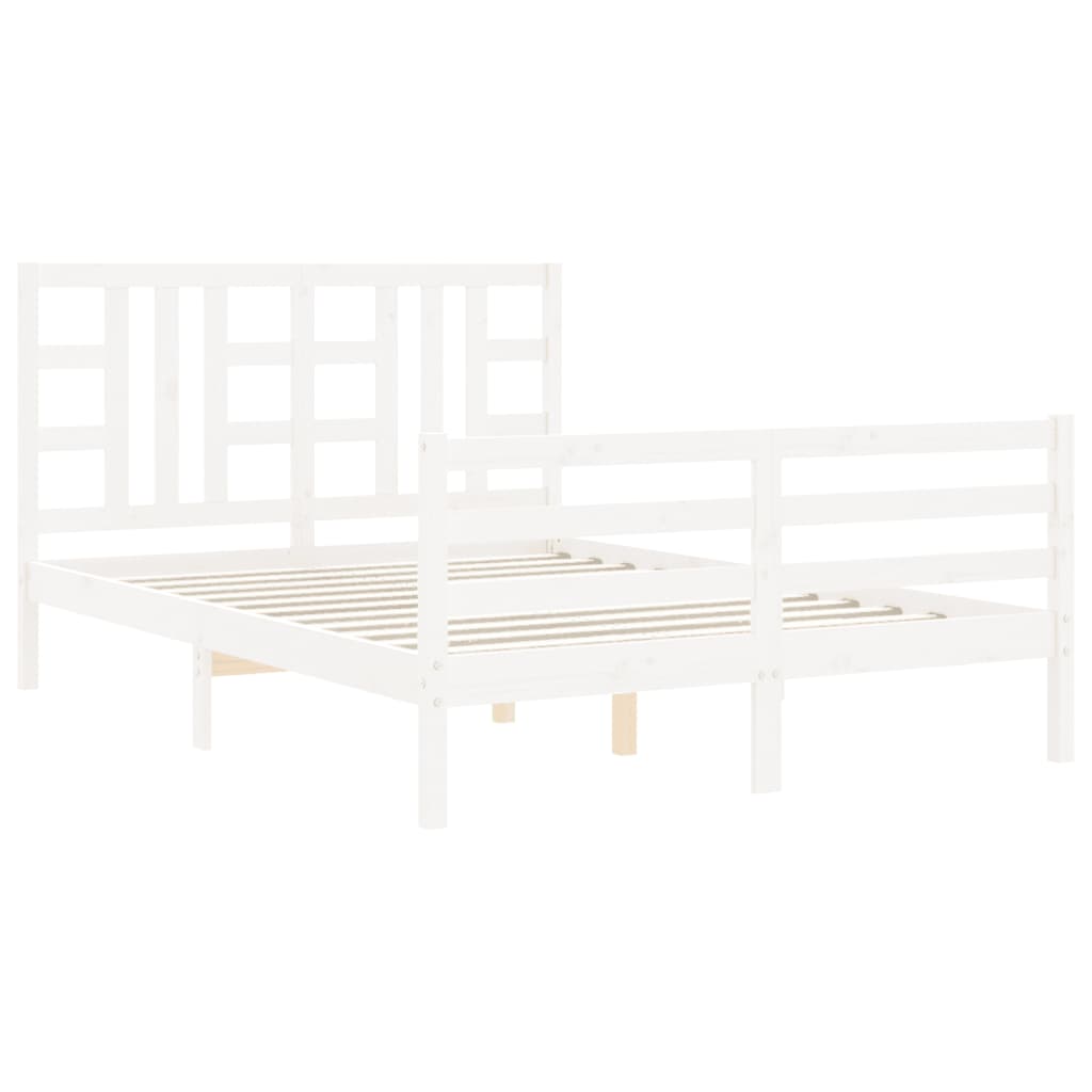 Estructura de cama matrimonio con cabecero madera maciza blanco vidaXL