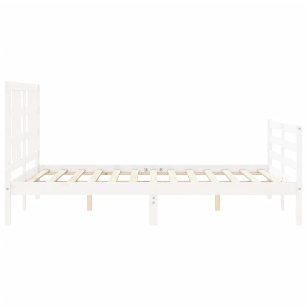 Estructura de cama matrimonio con cabecero madera maciza blanco vidaXL