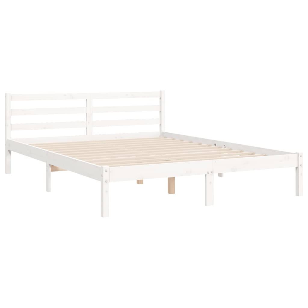 Estructura de cama matrimonio con cabecero madera maciza blanco vidaXL