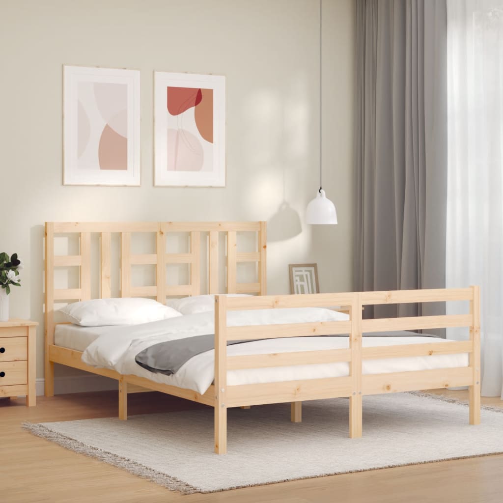 Estructura de cama con cabecero madera maciza 160x200 cm vidaXL