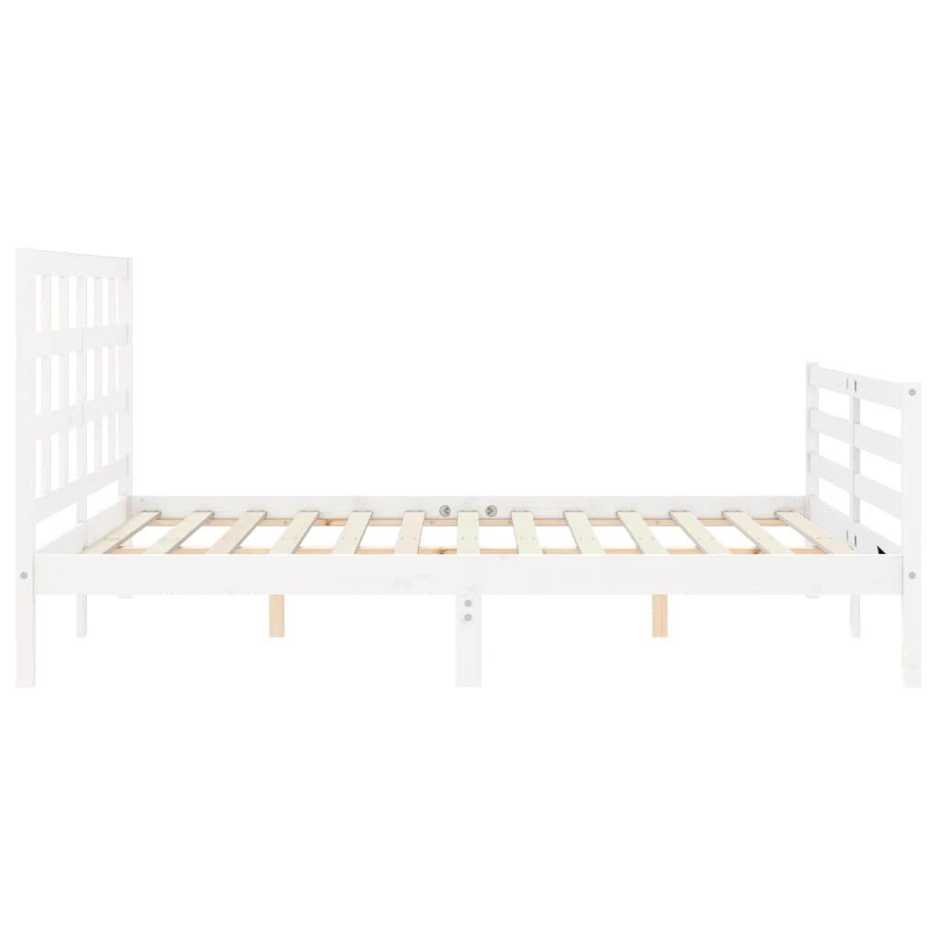 Estructura de cama matrimonio con cabecero madera maciza blanco vidaXL