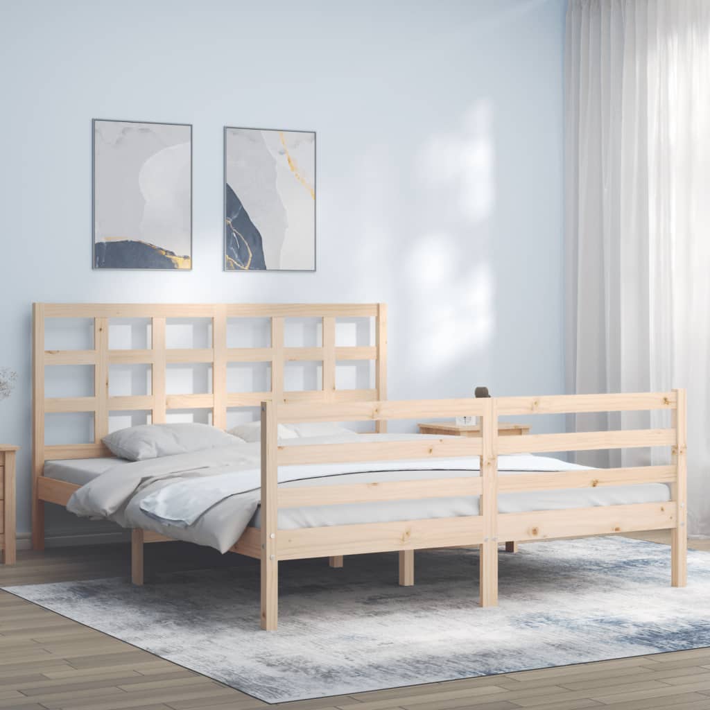 Vetonek Estructura de cama con cabecero madera maciza 160x200 cm